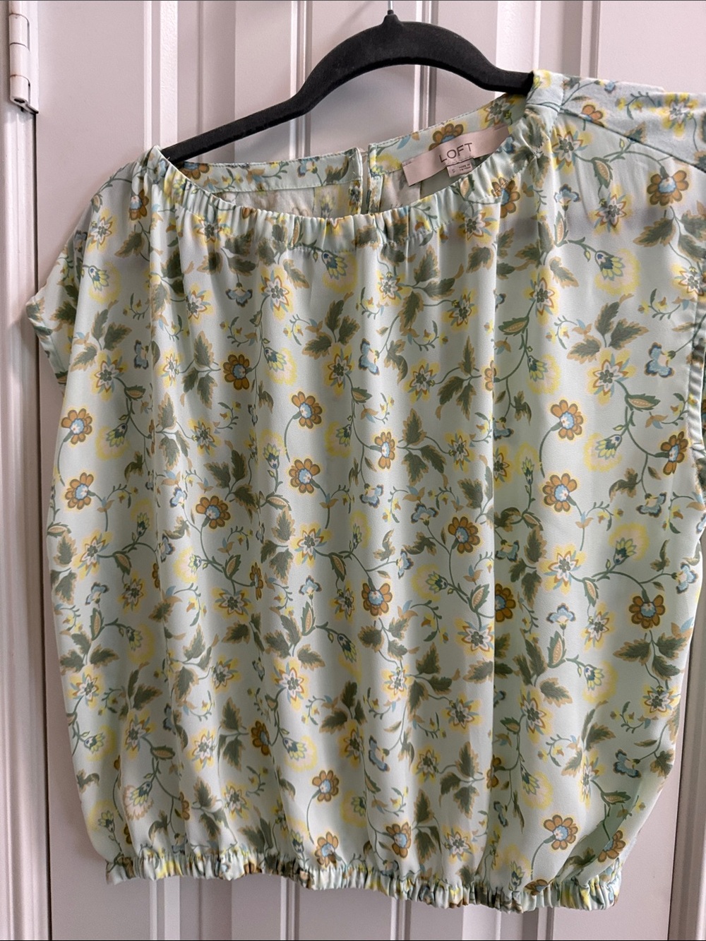 LOFT Mint Floral Elastic-Hem Women’s Shirt